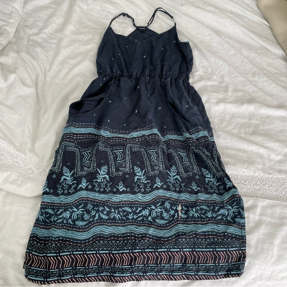 Patagonia SMALL Wildflower Floral Print Racerback Dress Navy Blue FLAW - Picture 3 of 12